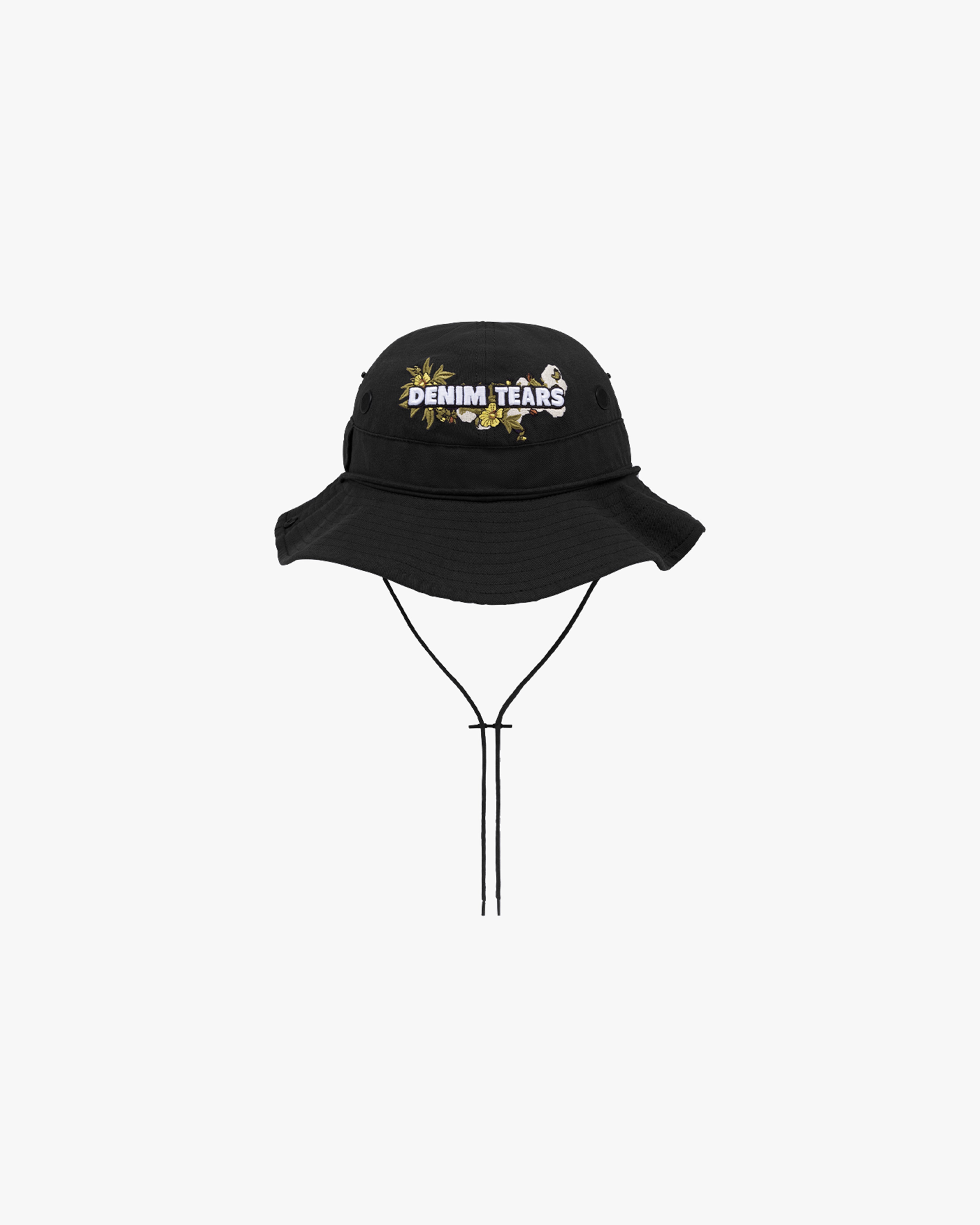 DENIM TEARS: Floral Logo Bucket Hat (Black) | DSMG E-SHOP
