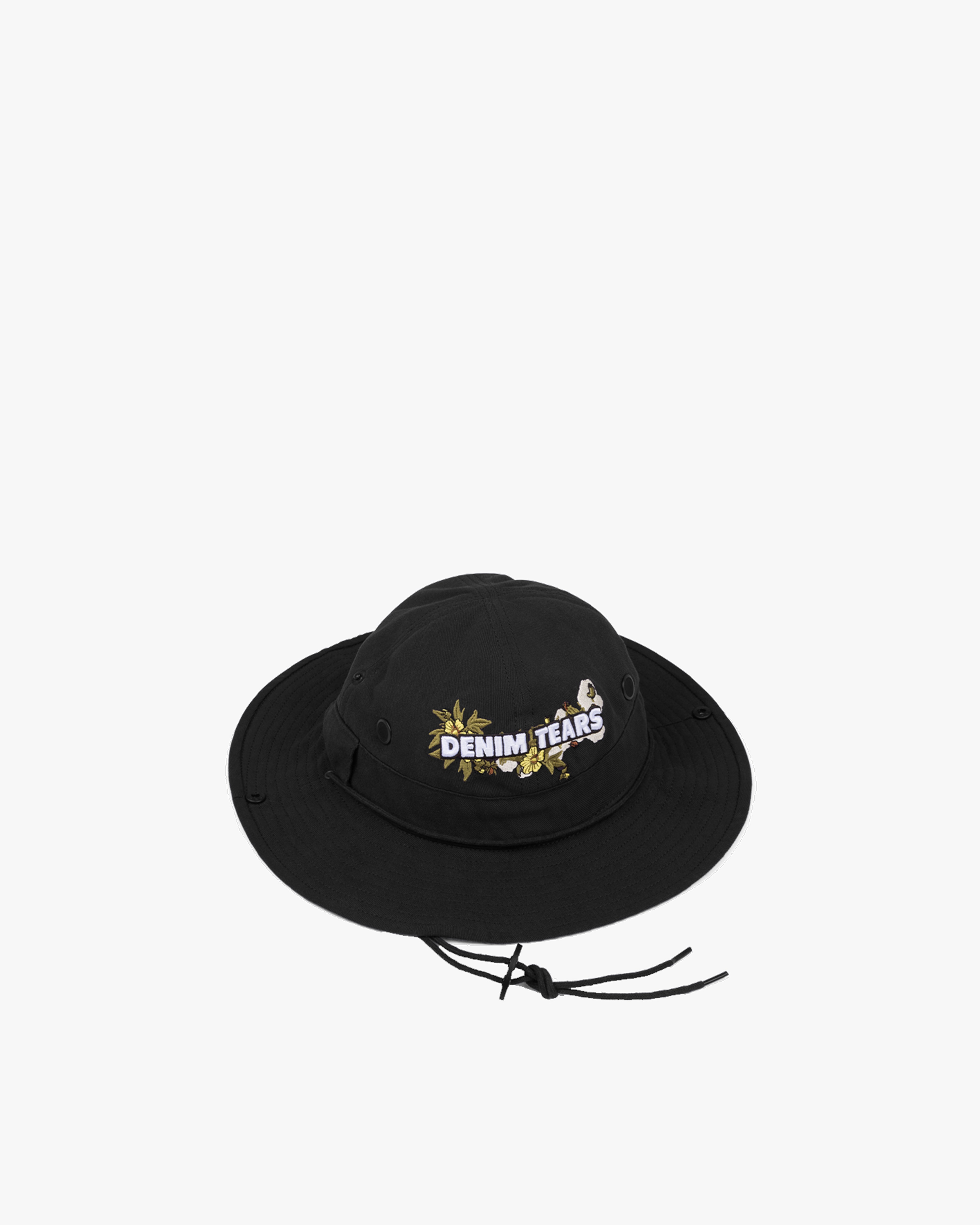 DENIM TEARS: Floral Logo Bucket Hat (Black) | DSMG E-SHOP