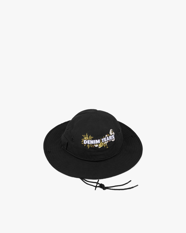 DENIM TEARS - Floral Logo Bucket Hat - (Black)