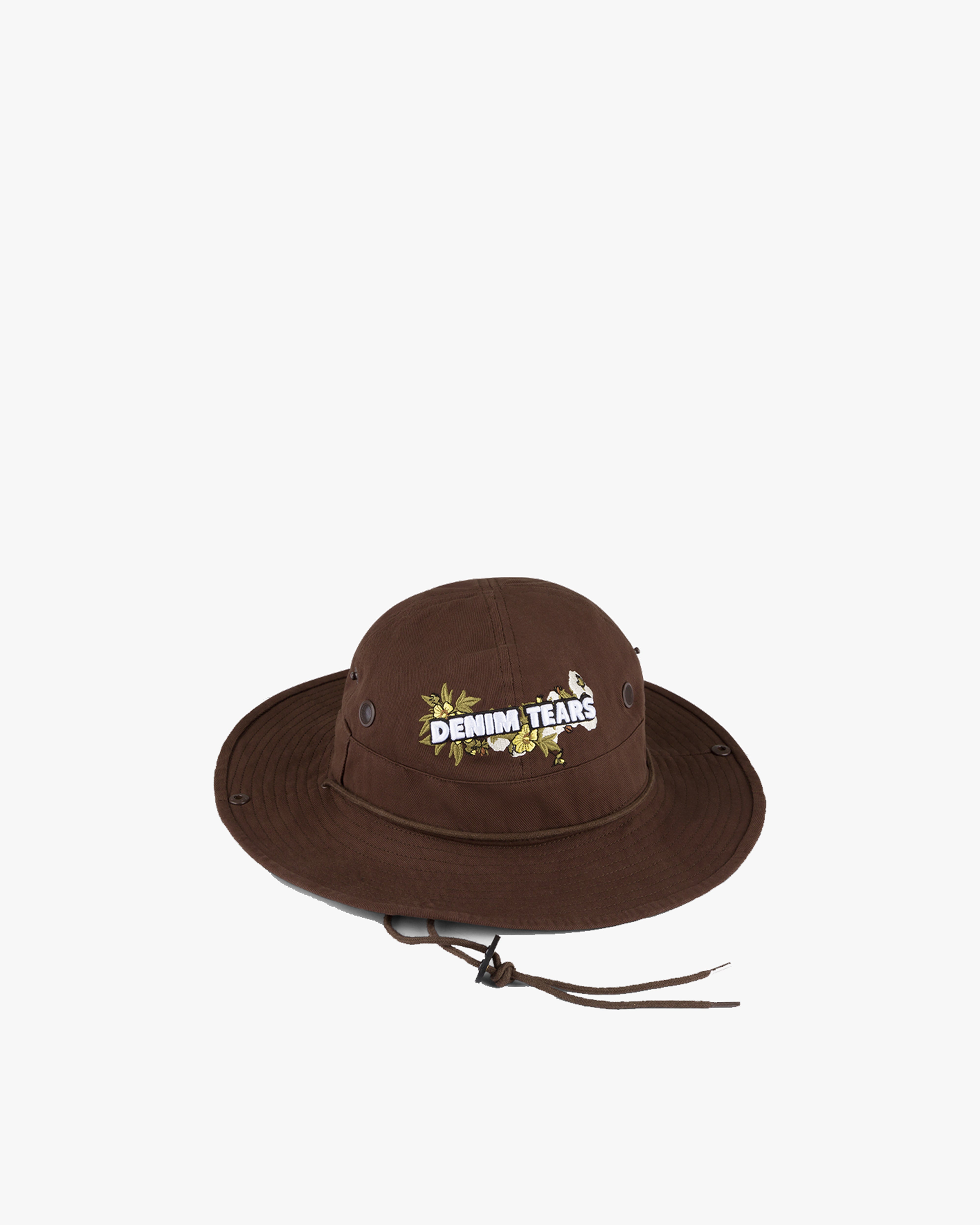 DENIM TEARS: Floral Logo Bucket Hat (Brown) | DSMG E-SHOP