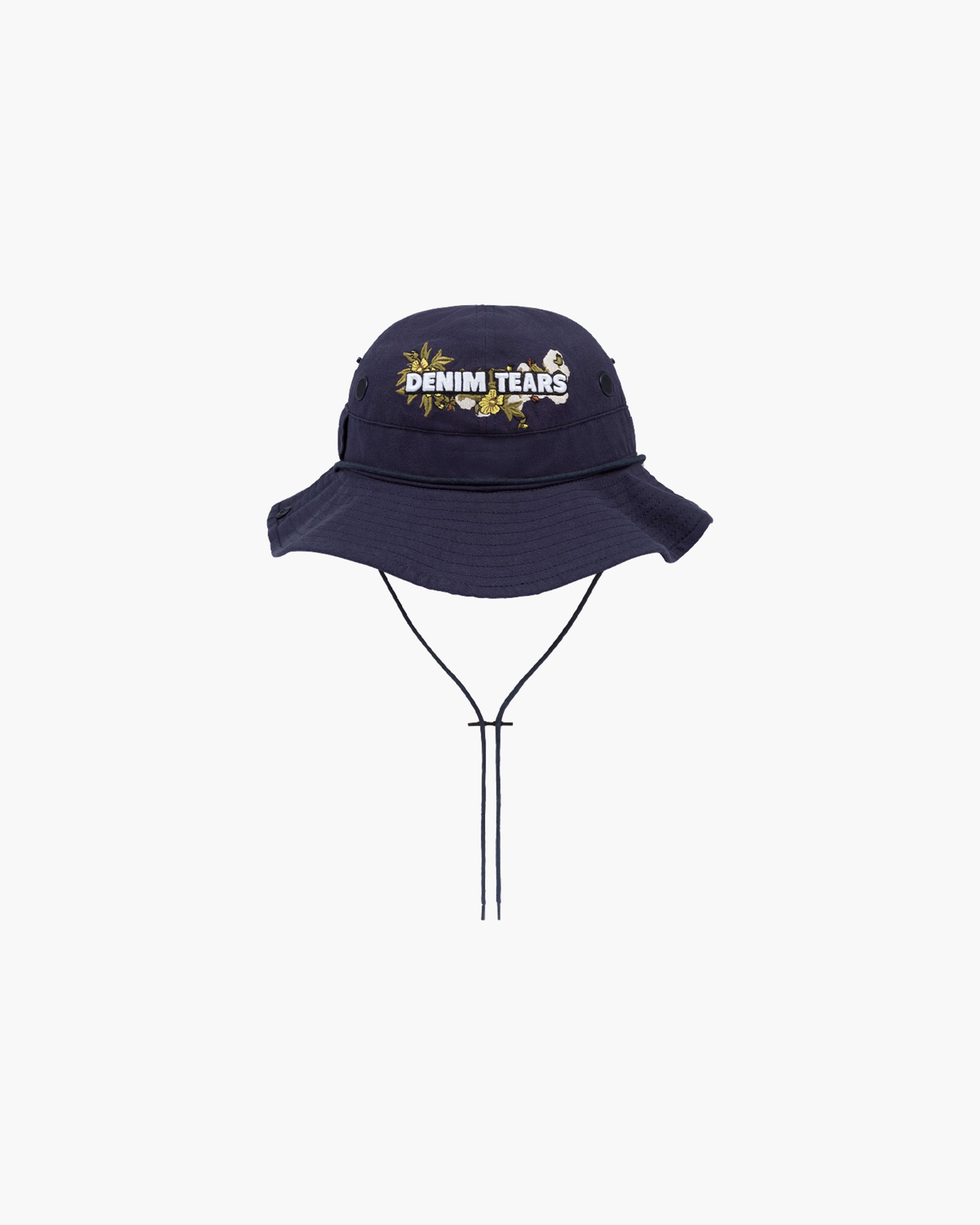 DENIM TEARS: Floral Logo Bucket Hat (Navy) | DSMG E-SHOP