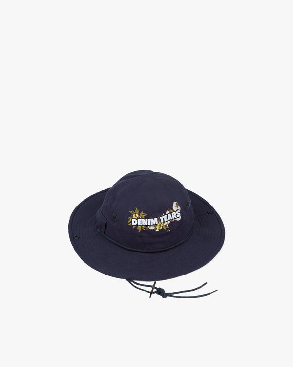 DENIM TEARS - Floral Logo Bucket Hat - (Navy)
