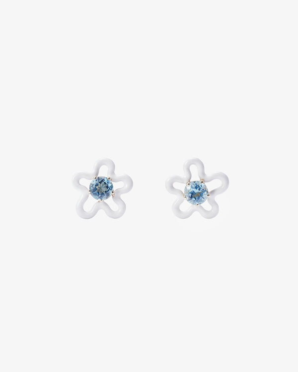 BEA BONGIASCA - Flower Stud Earrings In 9Kt Ye - (White)