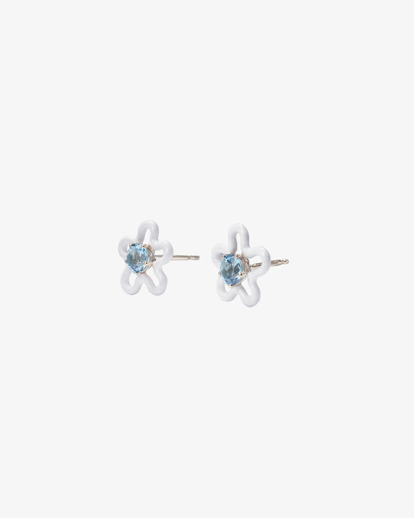 BEA BONGIASCA - Flower Stud Earrings In 9Kt Ye - (White)