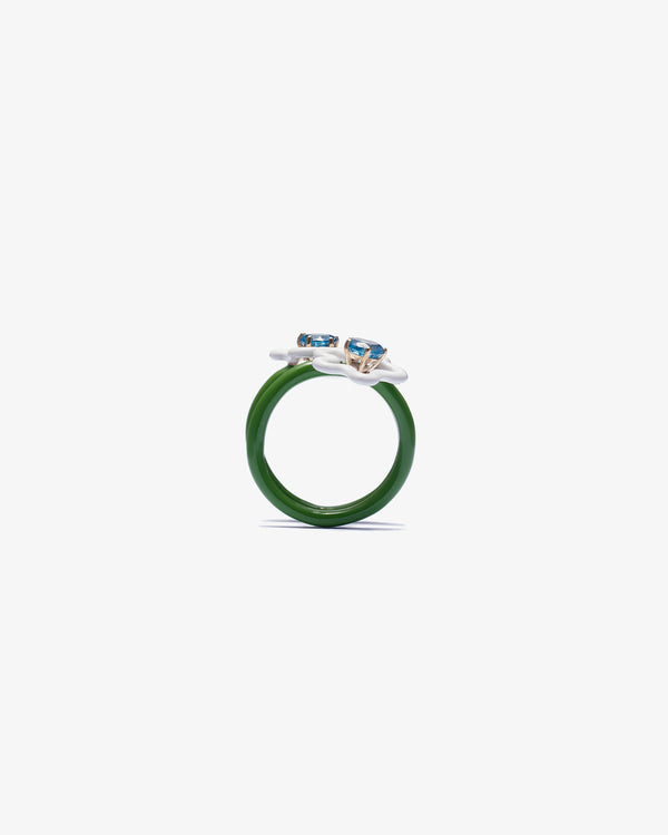 BEA BONGIASCA - Double Flower Ring In 9Kt Yell - (Green/ White)