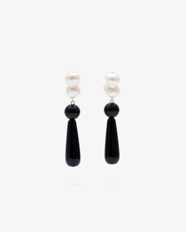 COMPLETED WORKS - Pearl And Onyx Earrings - (Bk/Wh)