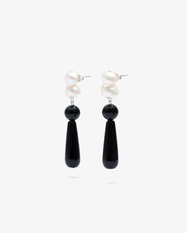 COMPLETED WORKS - Pearl And Onyx Earrings - (Bk/Wh)