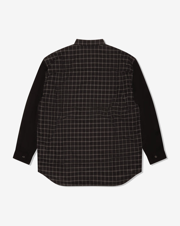 COMME DES GARCONS HOMME - Cotton Check X Cotton Broad Plain Shirts - (Blk/Off-Wh X Blk)