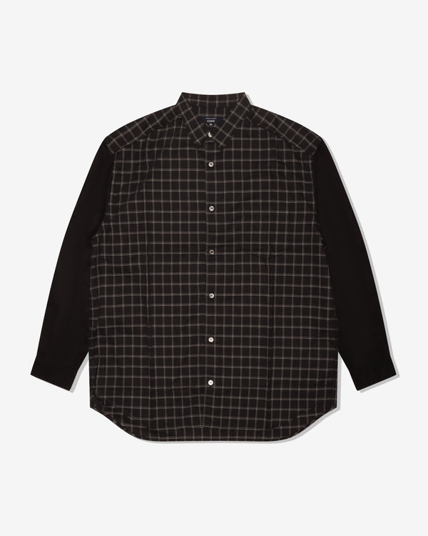 COMME DES GARCONS HOMME - Cotton Check X Cotton Broad Plain Shirts - (Blk/Off-Wh X Blk)