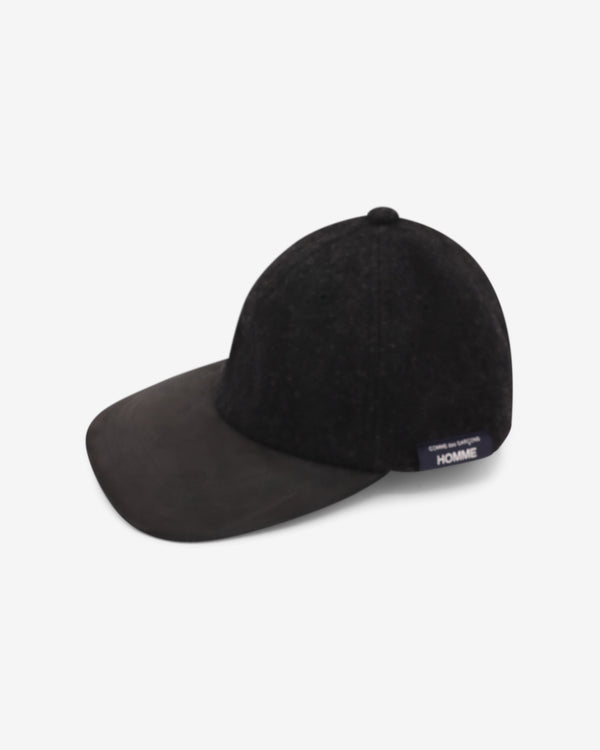 COMME DES GARCONS HOMME - Wool Herringbone Fabric Fulled X Leather Hats - (Charcoal X Black)