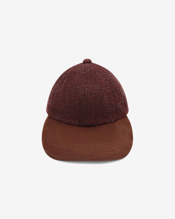 COMME DES GARCONS HOMME - Wool Herringbone Fabric Fulled X Leather Hats - (Burgundy X Brown)