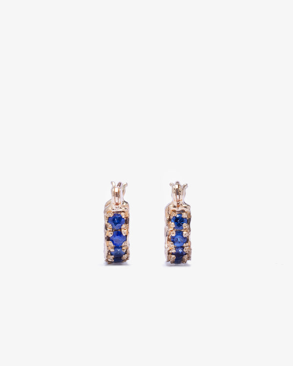 ALICE WAESE - Blue Sapphire Huggy Hoops - (Gold/Blue Sapphire)
