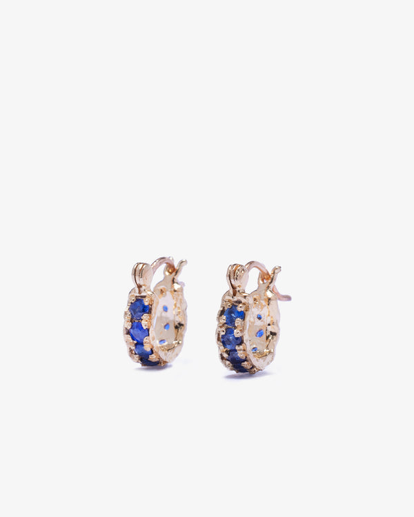 ALICE WAESE - Blue Sapphire Huggy Hoops - (Gold/Blue Sapphire)