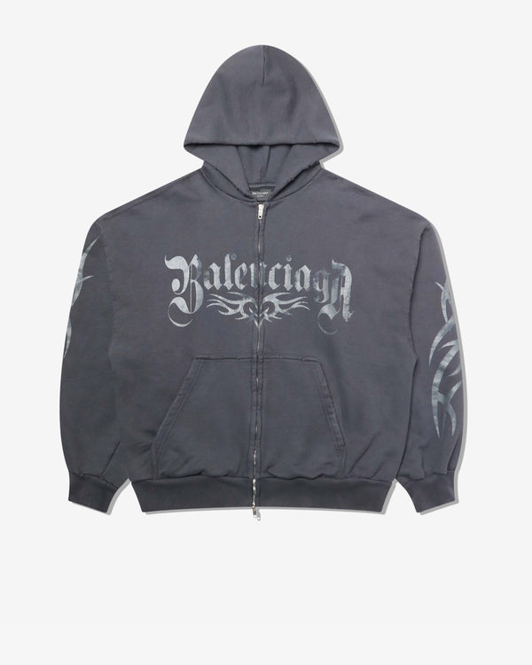 BALENCIAGA - Zip-Up Hoodie - (Washed Black/ Anthr)