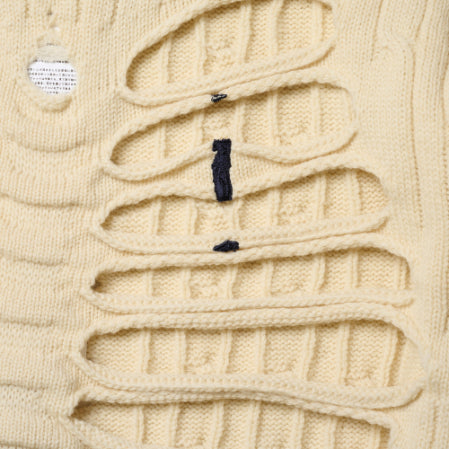 DOUBLET - Rib Cage Cable Knit Pullover - (Ivory)