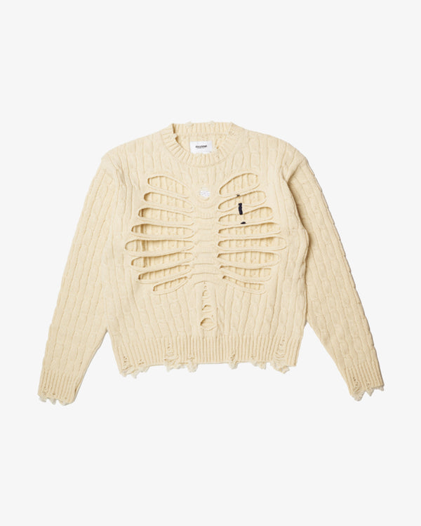 DOUBLET - Rib Cage Cable Knit Pullover - (Ivory)