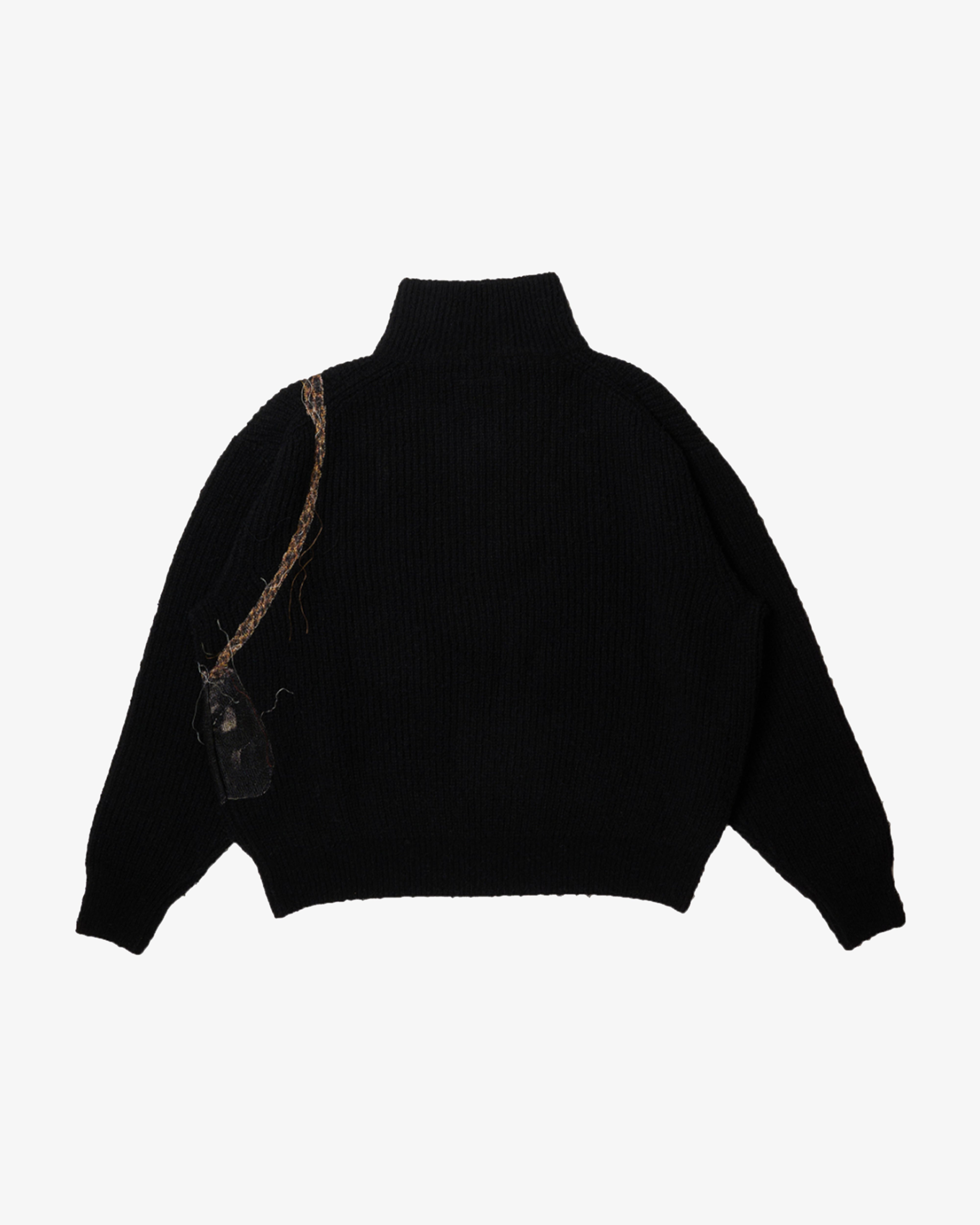 DOUBLET: Trompe L'Oeil Embroidery Half Zip Knit (Black) | DSMG E-SHOP