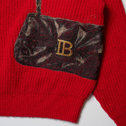 DOUBLET - Trompe L’Oeil Embroidery Half Zip Knit - (Red)