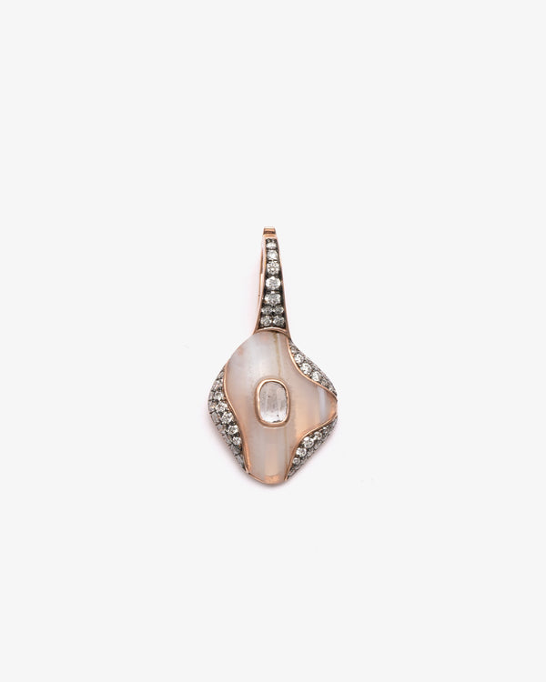 MANPRIYA - Banded Agate Mini Charm - (Rh)