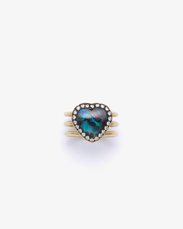 SYLVA & CIE - Opal Heart Triple Shank Ring - (Yg)