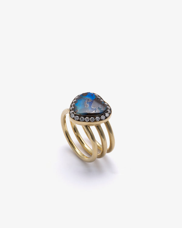 SYLVA & CIE - Opal Heart Triple Shank Ring - (Yg)