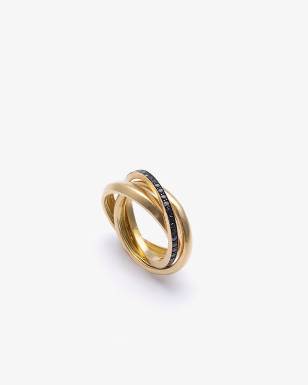 SYLVA & CIE - Black Diamond Trinity Ring - (Yg)