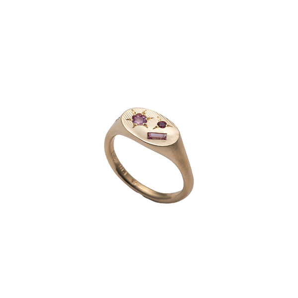 SEB BROWN - Pink Neapolitan Oval Ring - (9Yg)