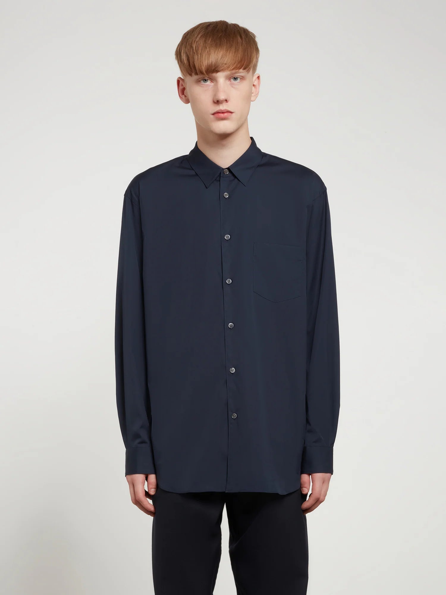 CDG SHIRT FOREVER - Classic Fit Fine Wool Shirt - (Navy) view 3