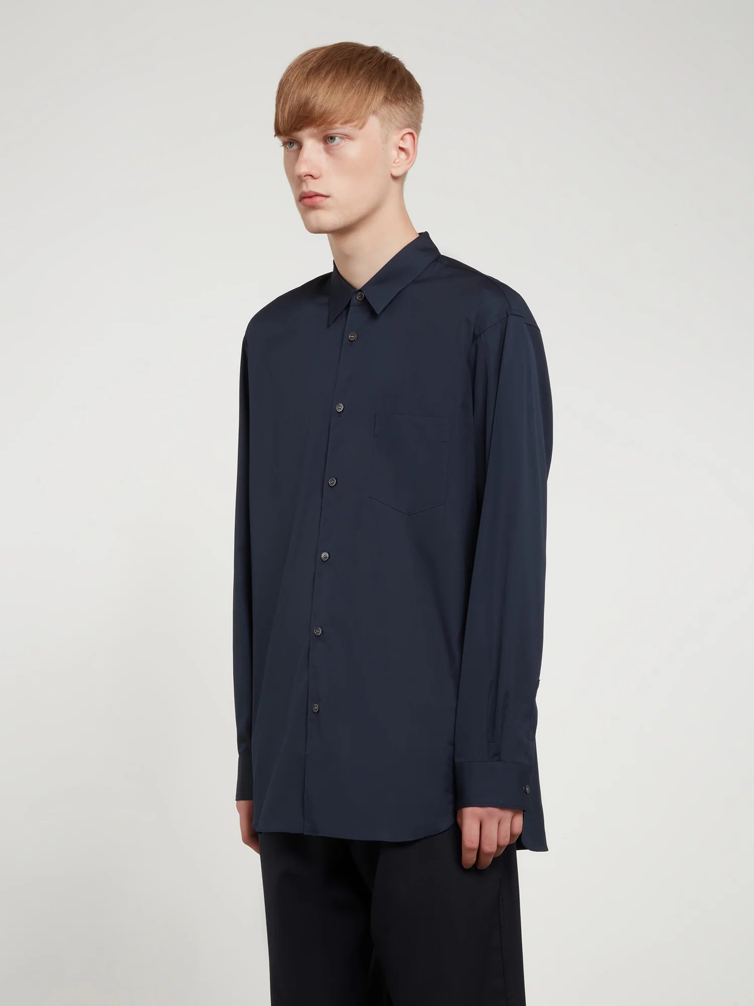 CDG SHIRT FOREVER - Classic Fit Fine Wool Shirt - (Navy) view 6