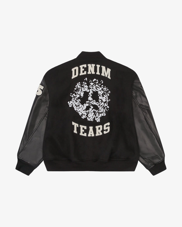 DENIM TEARS - Peace Wreath Varsity Jacket - (Black)