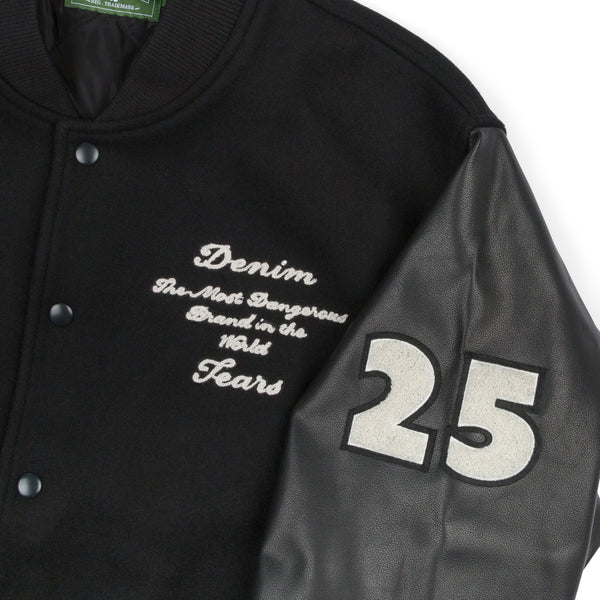 DENIM TEARS - Peace Wreath Varsity Jacket - (Black)
