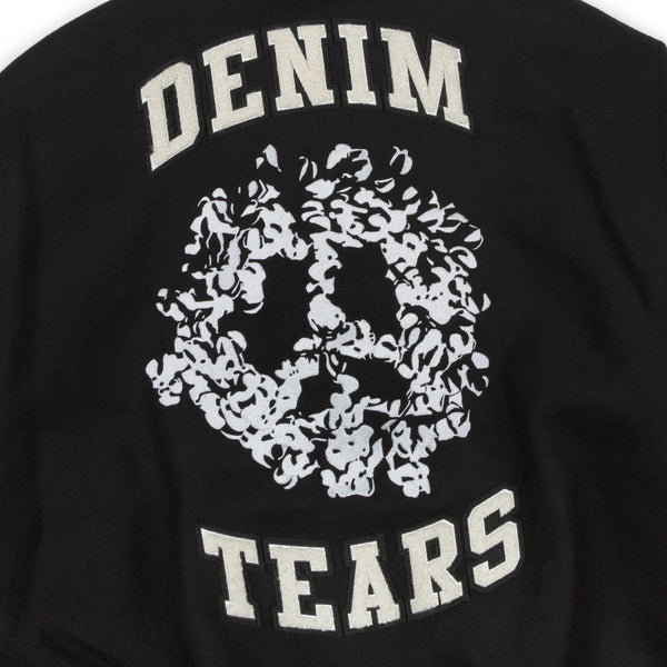 DENIM TEARS - Peace Wreath Varsity Jacket - (Black)