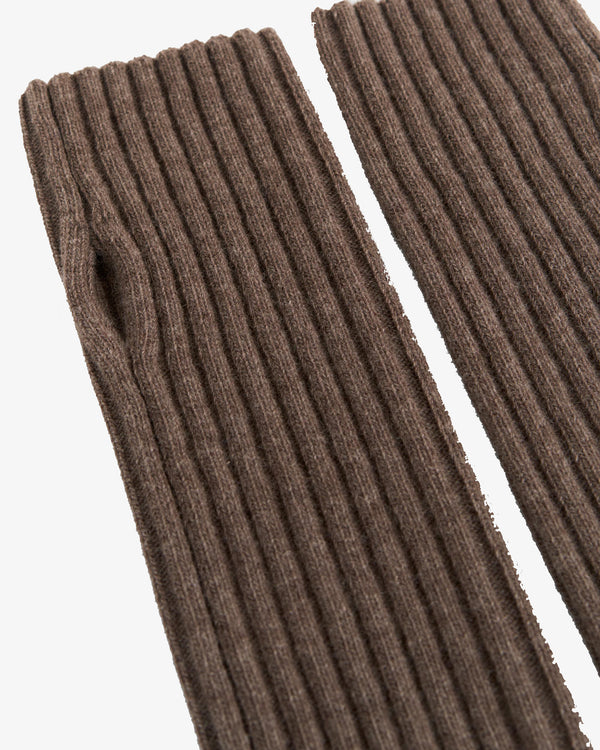 AURALEE × TEKLA - Super Fine Wool Cashmere Rib Knit Arm Warmer - (Soil Brown)