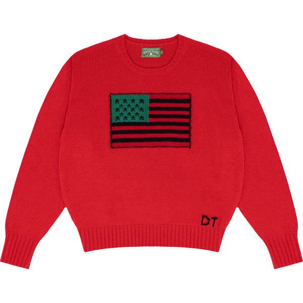 DENIM TEARS  - 1619 Pan African Flag Sweater | Red - (Red)