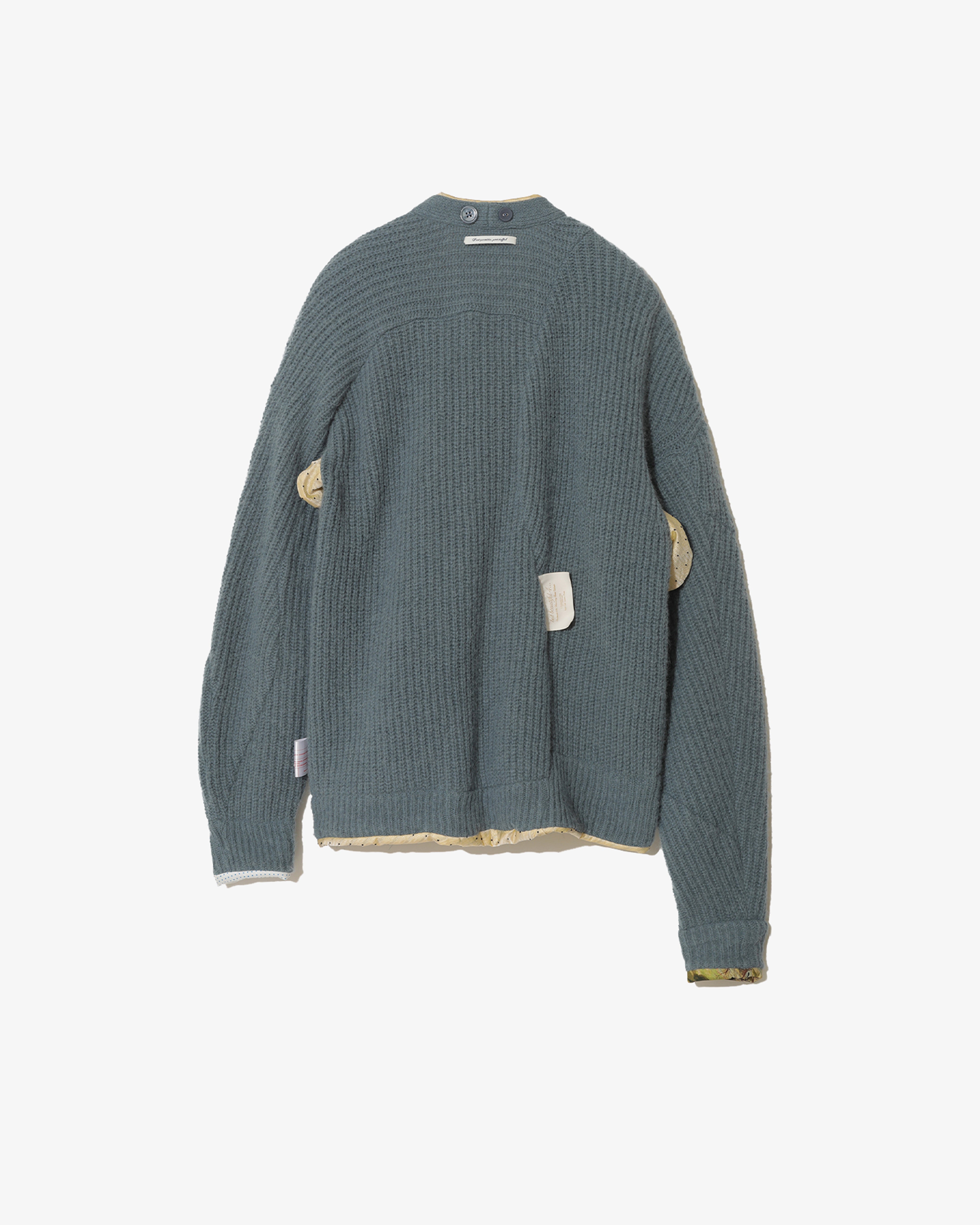 UNDERCOVER W -Half Fisherman Rib Cardigan With Side Panels- (Blue