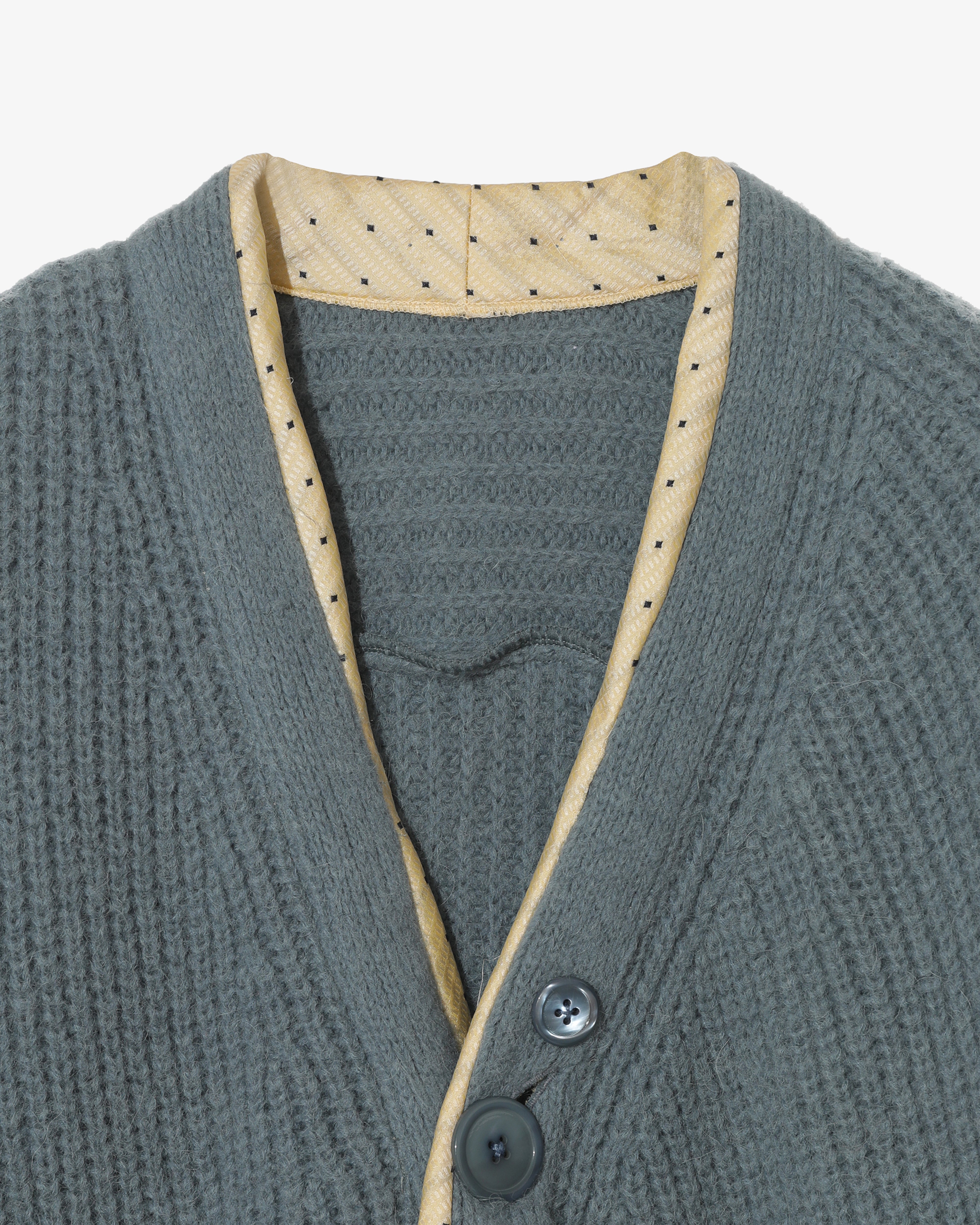 UNDERCOVER W -Half Fisherman Rib Cardigan With Side Panels- (Blue