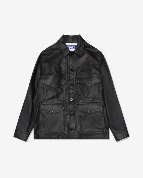 JUNYA WATANABE MAN - Synthetic Leather (Polyurethane Resin) X Wool Moss Cloth Check Filson W Name - (Black X Blk/Gry)