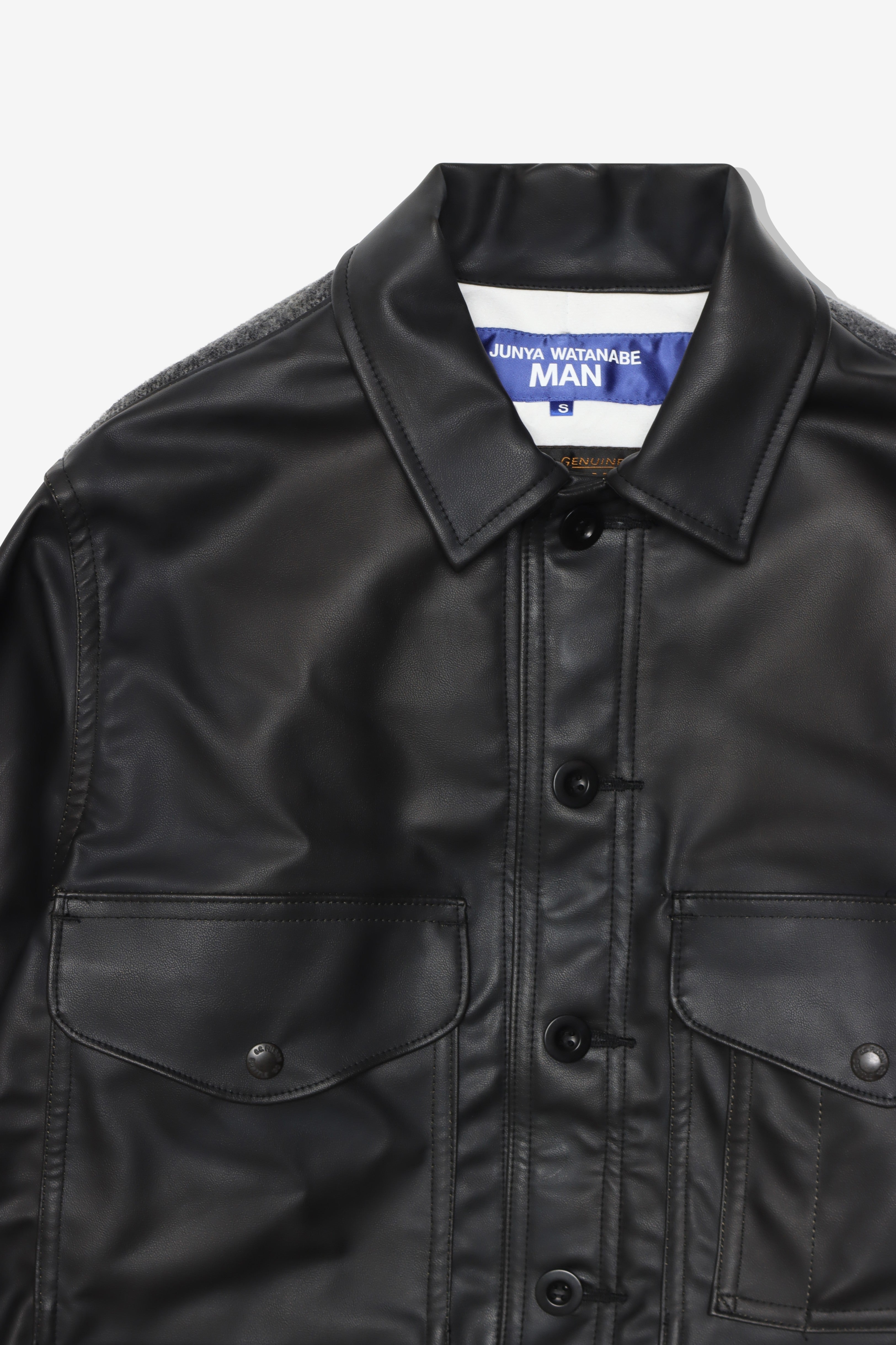 JUNYA WATANABE MAN: Synthetic Leather (Polyurethane Resin) X Wool JUNYA WATANABE MAN: Synthetic Leather (Polyurethane Resin) X Wool