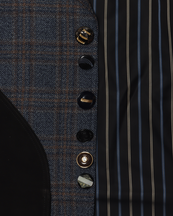 JUNYA WATANABE MAN - Wool Check X Cowhide Jackets - (Nvy/Bgdy X Black)