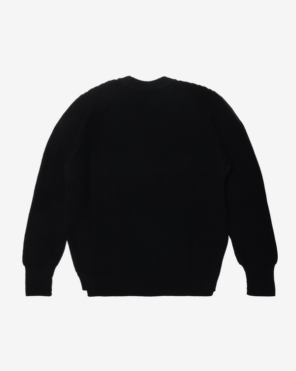 COMME DES GARCONS HOMME - Wool Worsted Half-Cardigan Bleach Treated Batoner Knitwear - (Navy)