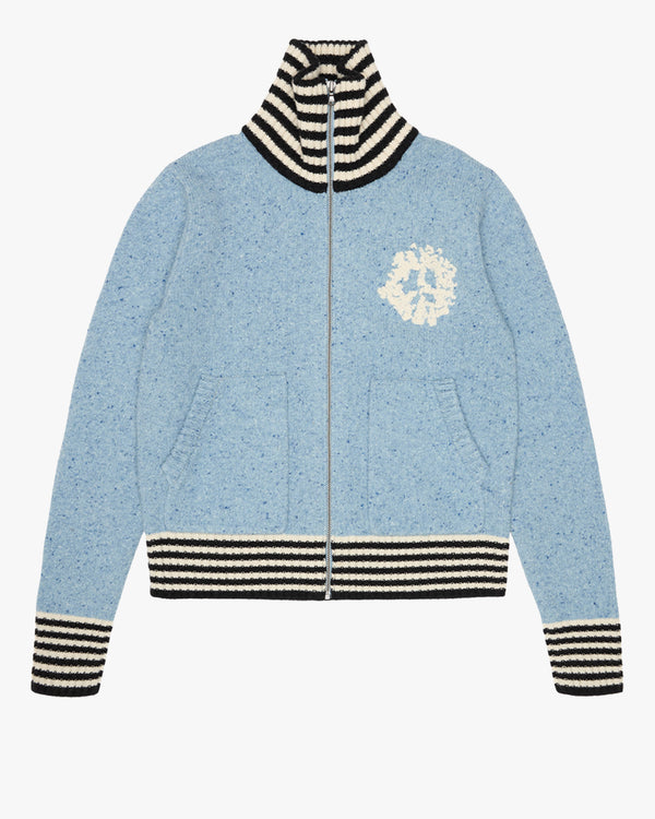 DENIM TEARS - Wide Stripe Rib Zip - (Blue)