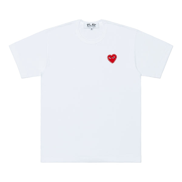 PLAY CDG - Unisex T-Shirt Emblem X  Rhinestone - (White/Red)