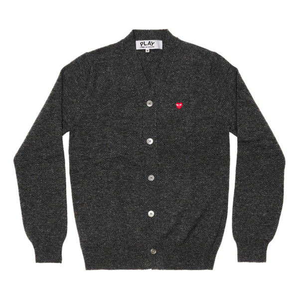 PLAY COMME des GARÇONS - V-Neck Cardigan With Red Small Emblem - (Charcoal Gray)