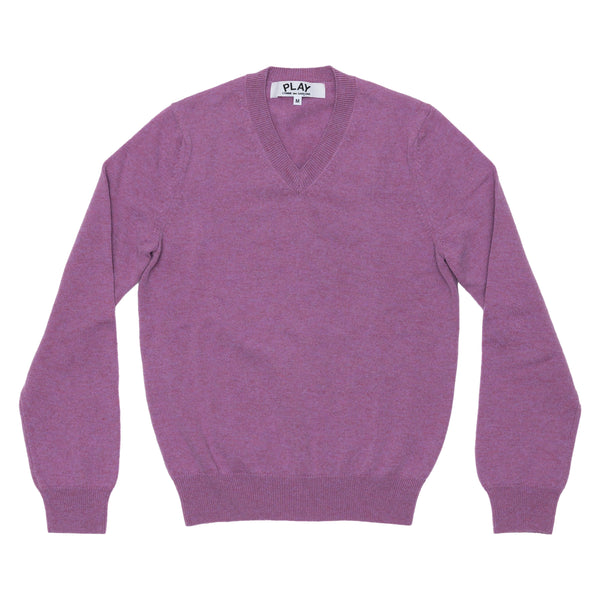 PLAY CDG  - Top Dyed Carded Lambswool V Neck Sweater - (Purple)