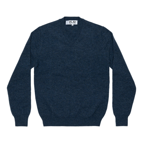 PLAY CDG  - Top Dyed Carded Lambswool V Neck Sweater - (Navy)
