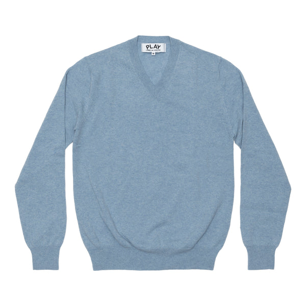 PLAY CDG  - Top Dyed Carded Lambswool V Neck Sweater - (Blue)