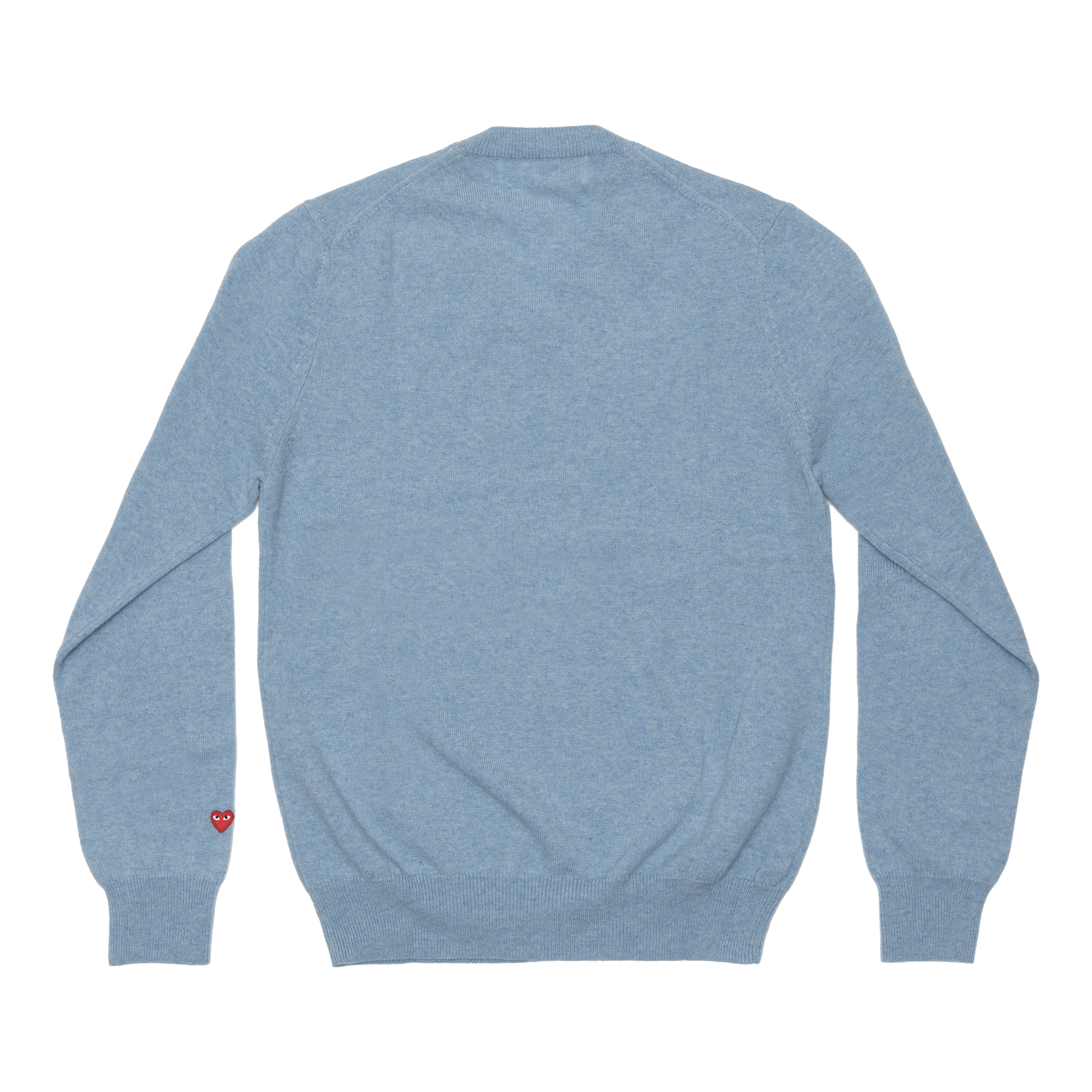 PLAY CDG : Top Dyed Carded Lambswool V Neck Sweater (Blue) | DSMG 