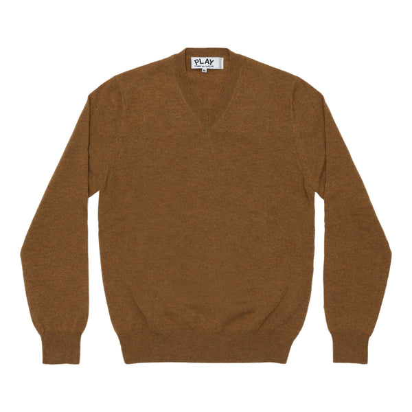 PLAY CDG  - Top Dyed Carded Lambswool V Neck Sweater - (Brown)