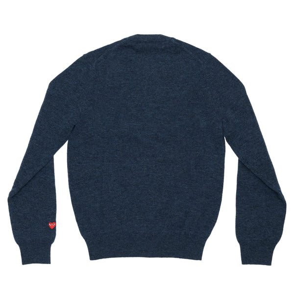 PLAY COMME des GARÇONS  - TOP DYED CARDED LAMBSWOOL WOMEN'S CARDIGAN - (NAVY)