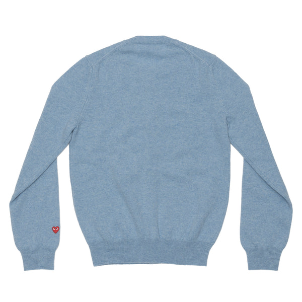 PLAY COMME des GARÇONS - Round Neck Cardigan With Red Small Emblem On Wrist - (Light Blue)
